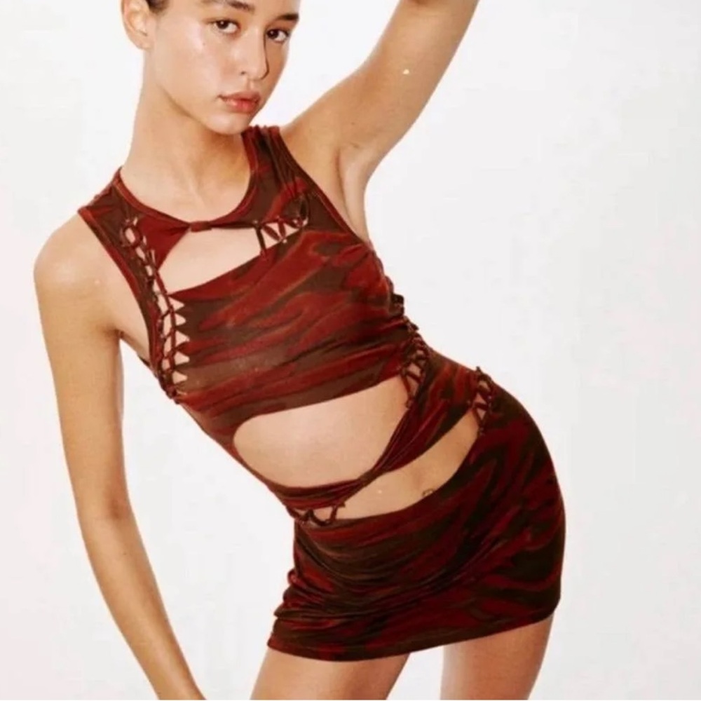 With Jean cut-out Mini Dress
